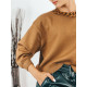 Dámsky oversize hnedý pletený sveter s reťazou