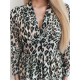 Dámske sivé leopardie šaty s gombíkmi