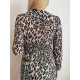 Dámske sivé leopardie šaty s gombíkmi