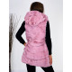 Dámska ružová kožušinová vesta s kapucňou