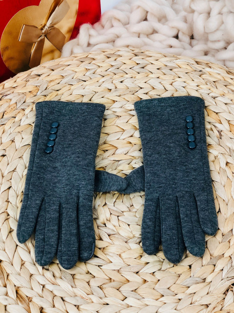 Dámske sivé rukavice s gombíkmi - KAZOVÉ