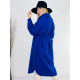Dámsky dlhý modrý kabát s opaskom