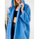 Modrý Teddy kabát s kapucňou 