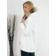 Dámsky biely kabát s kožušinovou kapucňou