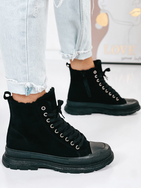 Dámske čierne zateplené topánky Winter