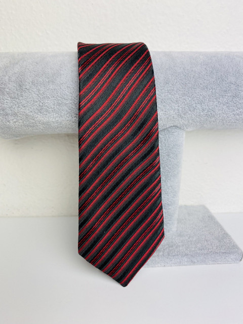 Pánska čierno-bordová saténová úzka kravata