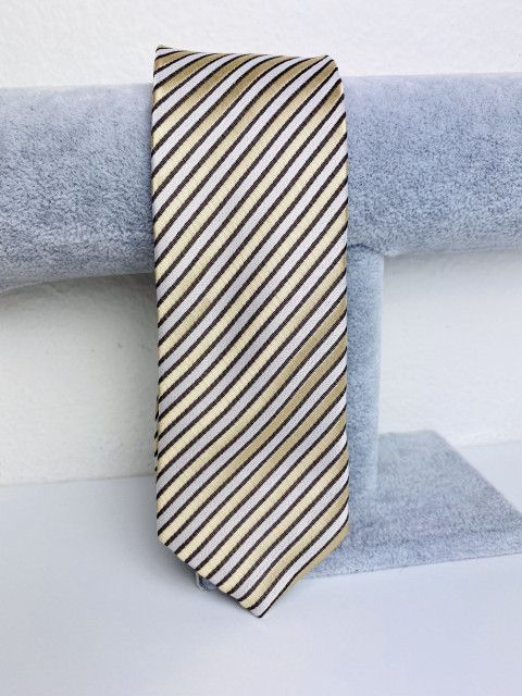 Pánska zlato-béžová saténová úzka kravata