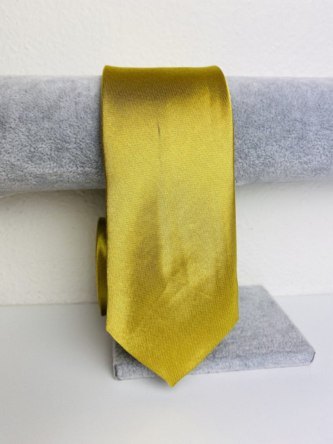 Pánska zlatá saténová úzka kravata