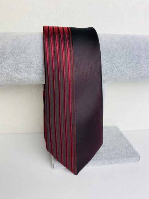 Pánska čierno-bordová úzka kravata