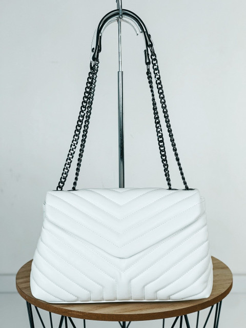 Dámska exkluzívna biela prešívana kabelka 