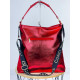 Dámska exkluzívna červeno-čierna kabelka s dvoma prednými vreckami CONCI NELI