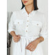 Dámske biele košeľové šaty s opaskom a gombíkmi