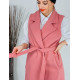 Ružová kabátová vesta s opaskom