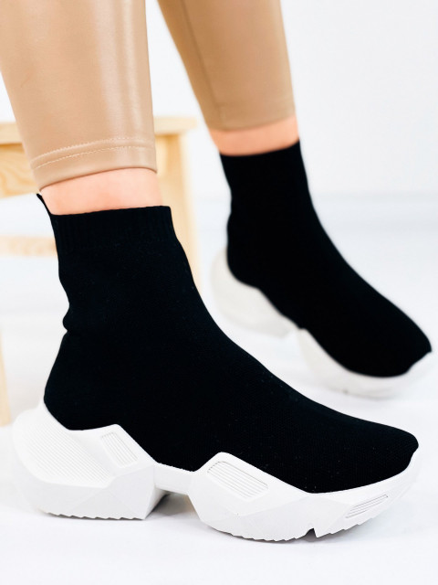 Dámske čierne ponožkové tenisky na platforme