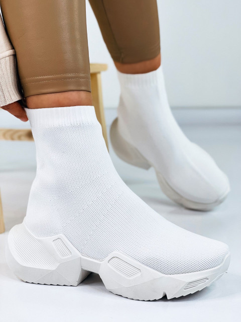 Dámske biele ponožkové tenisky na platforme