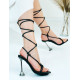 Čierne dámske sandále so šnurovačkou a tenkým opätkom