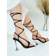 Čierne dámske sandále so šnurovačkou a tenkým opätkom
