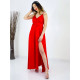 Dámské dlhé červené saténové šaty 