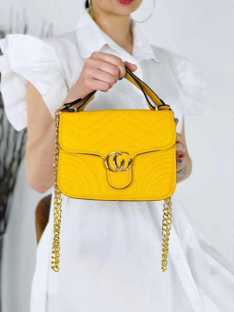 Dámska elegantná kabelka so zlatou reťazou Gucce - žltá