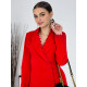 Červené elegantné sakové šaty s čipkou na rukávoch