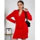 Červené elegantné sakové šaty s čipkou na rukávoch