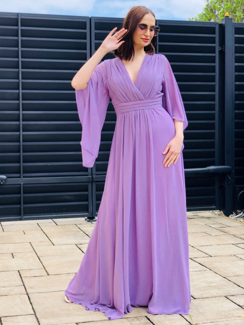 Dámske dlhé fialové spoločenské šaty Grece