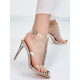 Luxusné dámske strieborné sandále s ozdobnými kamienkami