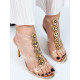 Luxusné dámske zlaté sandále s ozdobnými kamienkami