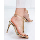 Luxusné dámske zlaté sandále s ozdobnými kamienkami