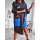 Oversize dámske trendy teplákové šaty so zipsom - modré