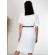 Dámske elegantné plisované šaty s opaskom - biele