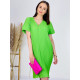 Dámske elegantné plisované šaty s opaskom - svetlo zelené