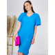 Dámske elegantné plisované šaty s opaskom - svetlo modré