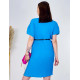 Dámske elegantné plisované šaty s opaskom - svetlo modré