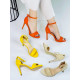 Semišové dámske sandále na vysokom opätku - oranžové