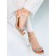 Béžové dámske sandále s kamienkami na transparentnom opätku