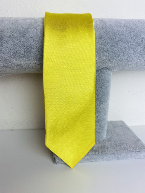 Pánska žltá saténová úzka kravata