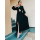 Dlhé exkluzívne dámske šaty s viazaním - čierne