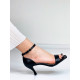 Čierne dámske sandále na nízkom opätku s hranatou špičkou