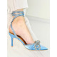 Exkluzívne dámske sandále s ozdobnými kamienkami a mašľou - modré