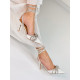 Exkluzívne dámske sandále s ozdobnými kamienkami a mašľou - biele