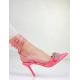 Exkluzívne dámske sandále s ozdobnými kamienkami a mašľou - ružové
