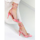 Exkluzívne dámske sandále s ozdobnými kamienkami a mašľou - ružové