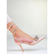 Exkluzívne dámske sandále s ozdobnými kamienkami a mašľou - svetlo ružové