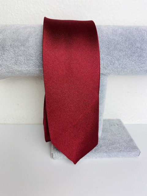 Pánska bordová saténová úzka kravata