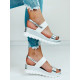 Dámske biele sandále na platforme Sella
