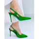 Dámske saténové exkluzívne sandále - zelené