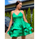 Dámske exkluzívne áčkové šaty s viazním - zelené