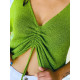 Zelený dámsky sveter so sťahovaním v páse