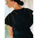 Exkluzívne dámske spoločenské šaty s opaskom a kamienkami pre moletky- čierne